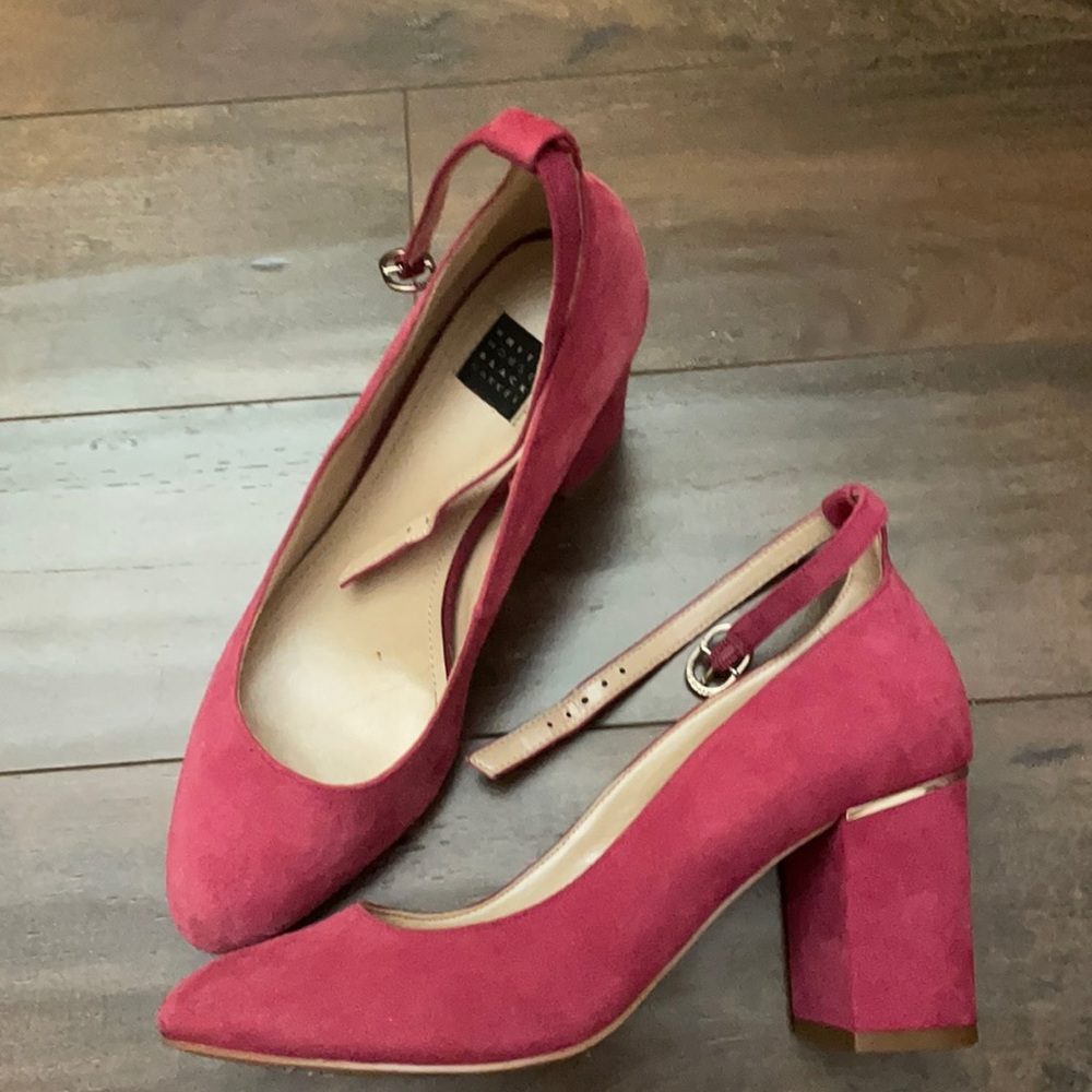 white house black market burgundy block heels